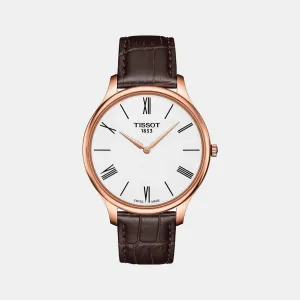 Tradition Men Quartz White Dial Analog Leather Watch T0634093601800