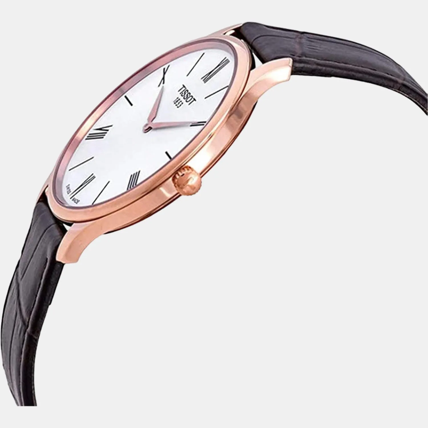 Tradition Men Quartz White Dial Analog Leather Watch T0634093601800