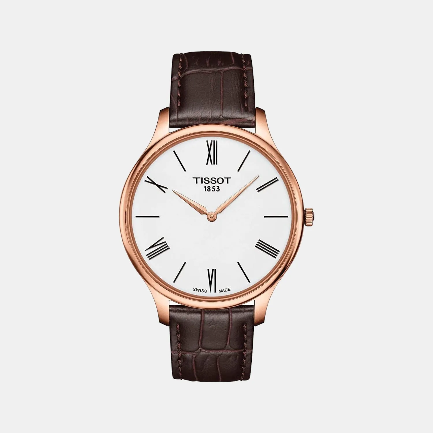 Tradition Men Quartz White Dial Analog Leather Watch T0634093601800