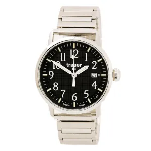 Traser 100315 Men's H3 Classic Basic Black Dial Steel Expansion Bracelet Watch