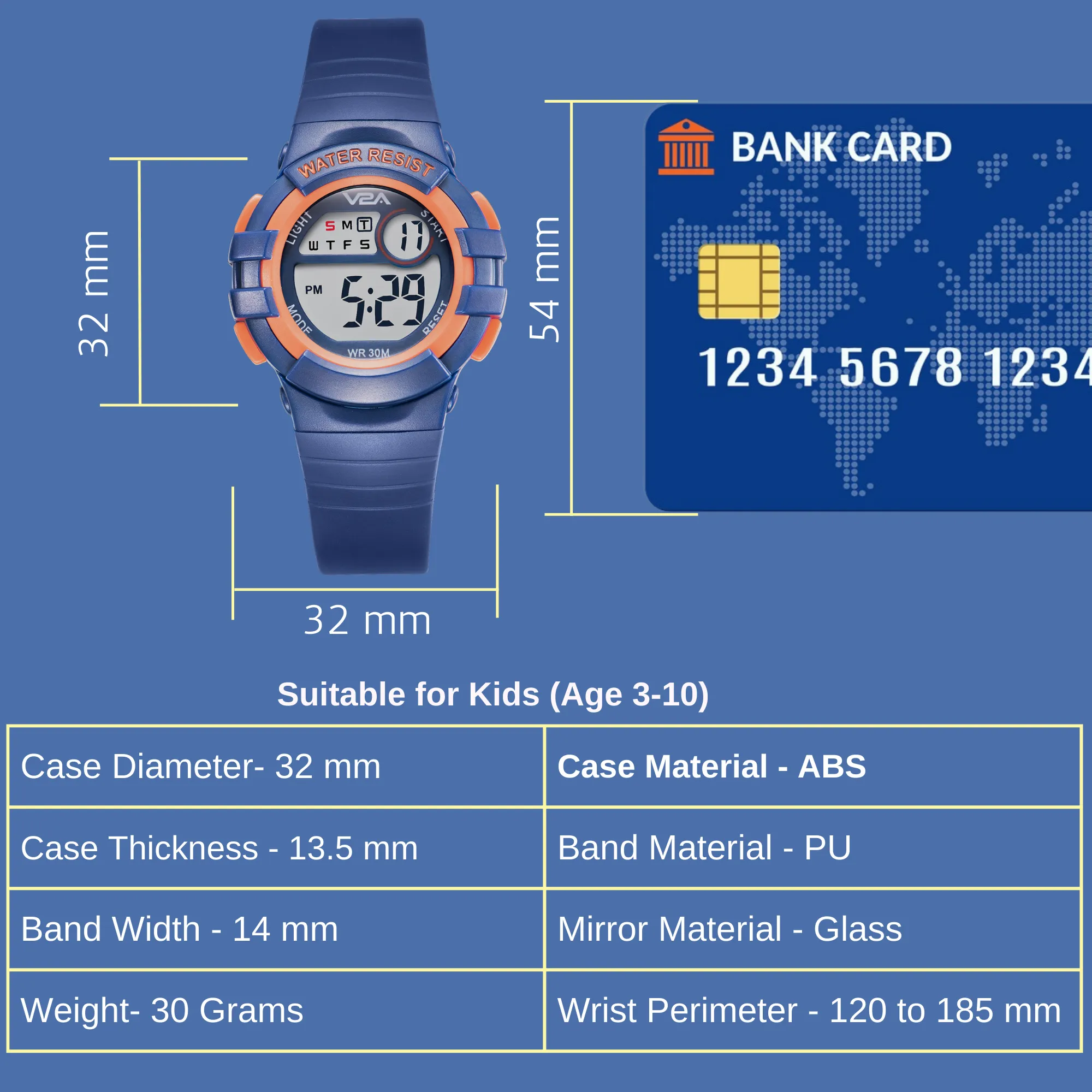 V2A Digital Watch for Boys ?Kids Between 3 to 10 Years of Age Multi-Functional 30 M Waterproof Digital Sports Watches for Boys| Watch for Kids Age 3 5 6 7 8