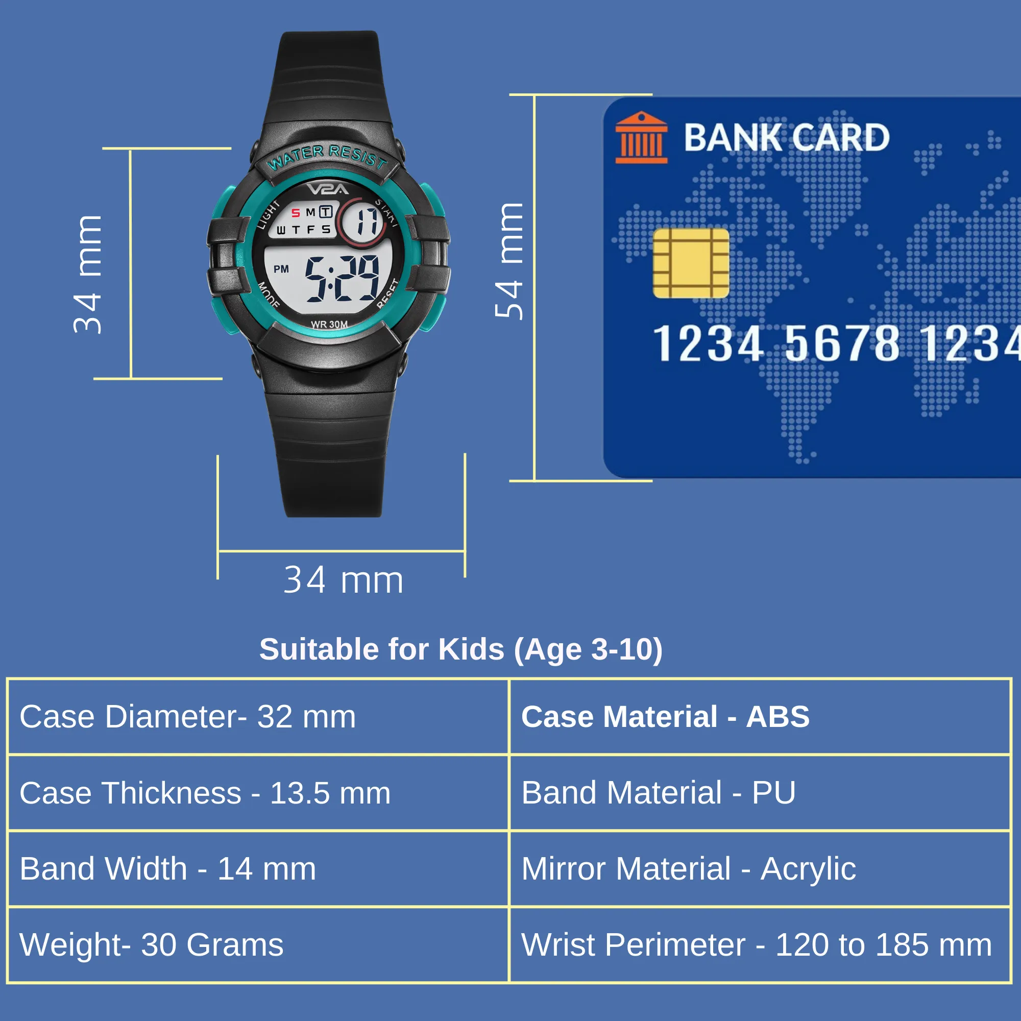 V2A Digital Watch for Boys ?Kids Between 3 to 10 Years of Age Multi-Functional 30 M Waterproof Digital Sports Watches for Boys| Watch for Kids Age 3 5 6 7 8