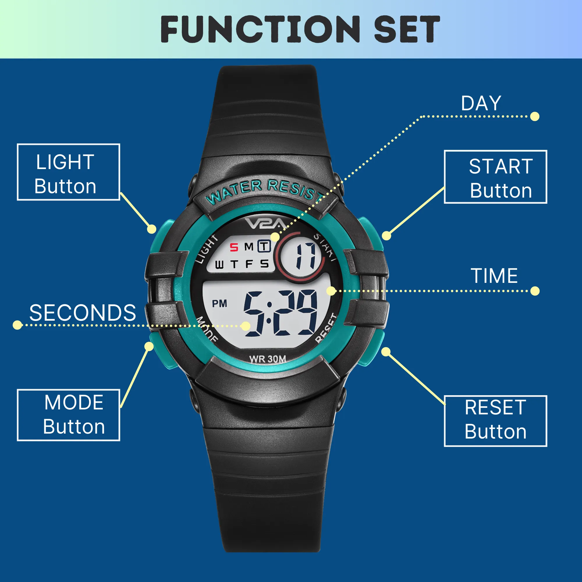 V2A Digital Watch for Boys ?Kids Between 3 to 10 Years of Age Multi-Functional 30 M Waterproof Digital Sports Watches for Boys| Watch for Kids Age 3 5 6 7 8