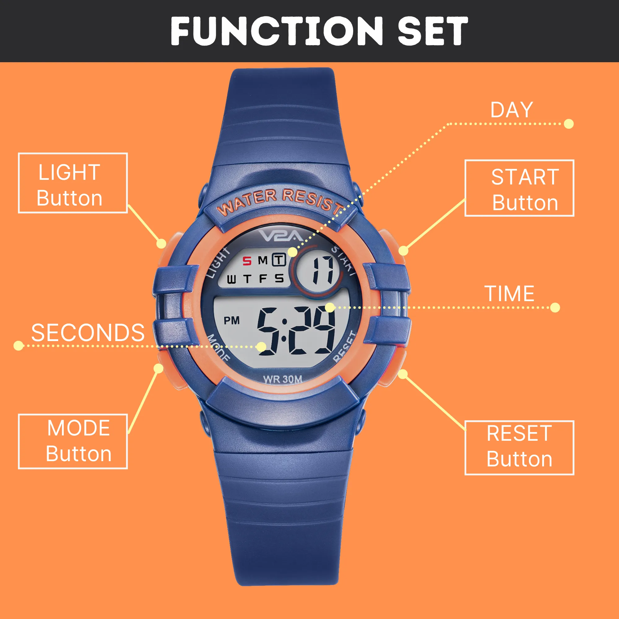 V2A Digital Watch for Boys ?Kids Between 3 to 10 Years of Age Multi-Functional 30 M Waterproof Digital Sports Watches for Boys| Watch for Kids Age 3 5 6 7 8