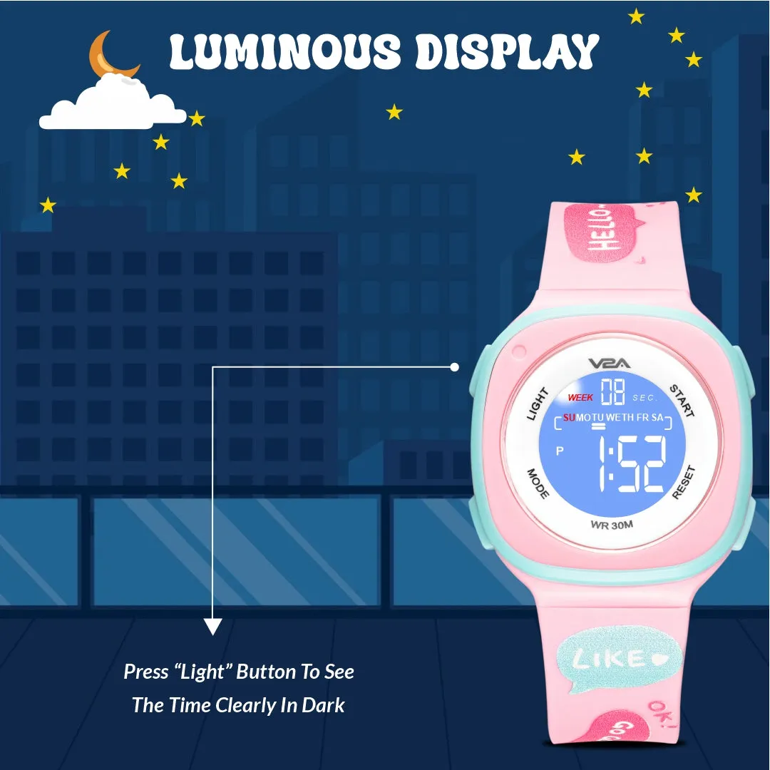 V2A Digital Watch for Girls ?Kids Between 4 to 14 Years of Age Multi-Functional 30 M Waterproof Digital Sports Watches for Girls | Digital Watch for Girls age 4 5 6 7 8 9