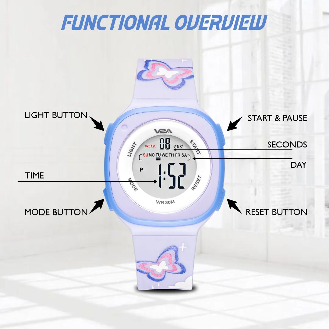 V2A Digital Watch for Girls ?Kids Between 4 to 14 Years of Age Multi-Functional 30 M Waterproof Digital Sports Watches for Girls | Digital Watch for Girls age 4 5 6 7 8 9