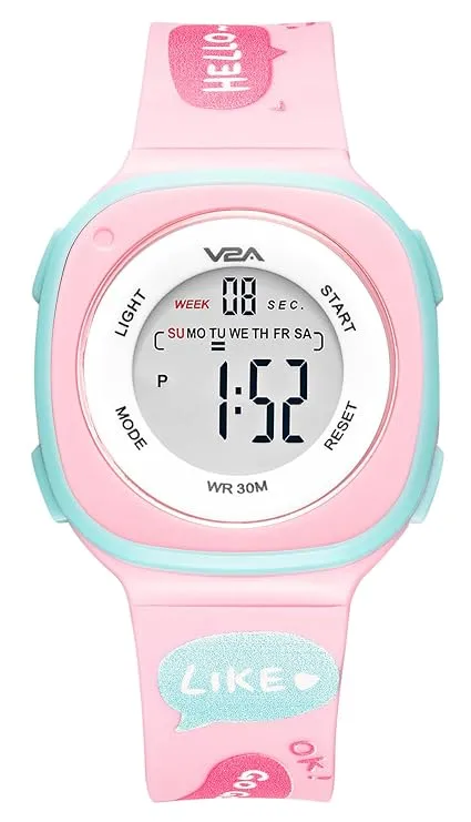 V2A Digital Watch for Girls ?Kids Between 4 to 14 Years of Age Multi-Functional 30 M Waterproof Digital Sports Watches for Girls | Digital Watch for Girls age 4 5 6 7 8 9
