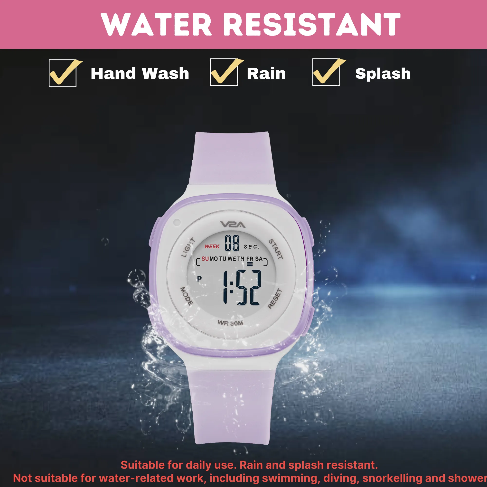 V2A Digital Watch for Girls ?Kids Between 4 to 14 Years of Age Multi-Functional 30 M Waterproof Digital Sports Watches for Girls | Digital Watch for Girls Age 4 5 6 7 8 9