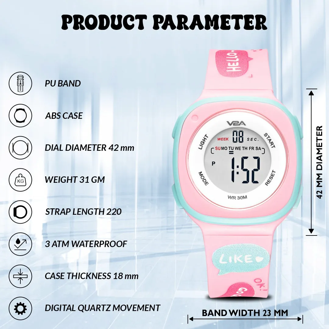 V2A Digital Watch for Girls ?Kids Between 4 to 14 Years of Age Multi-Functional 30 M Waterproof Digital Sports Watches for Girls | Digital Watch for Girls age 4 5 6 7 8 9