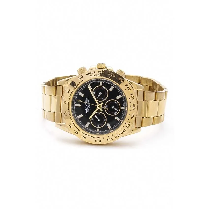 Valentino 20121651-BLACK DIAL STAINLESS BAND STRAP Watch for Men