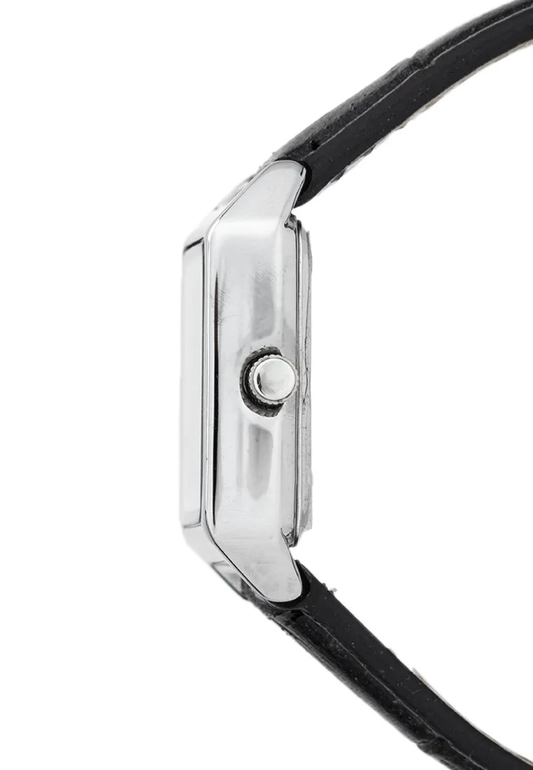 Valentino 20122376-BLK STRAP - SILVER DIAL Leather Strap Analog Watch for Women