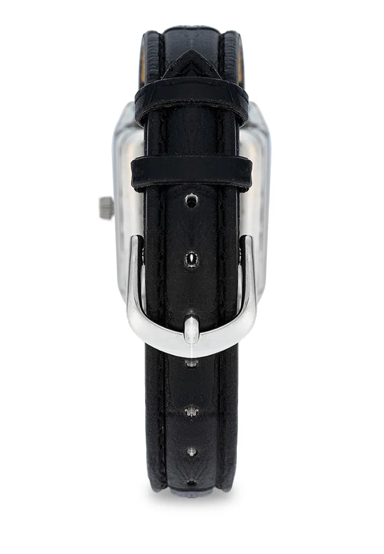 Valentino 20122376-BLK STRAP - SILVER DIAL Leather Strap Analog Watch for Women