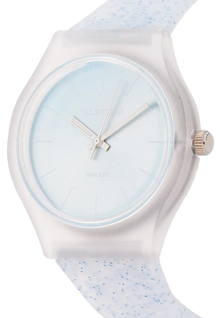 Valentino Rubber Strap Analog Watch for Women 20122094-BLUE GLITTER NUMBER