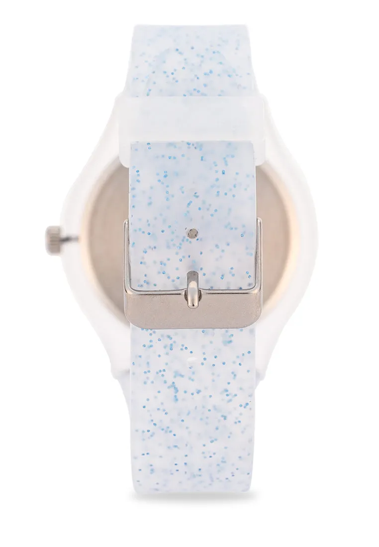 Valentino Rubber Strap Analog Watch for Women 20122094-BLUE GLITTER NUMBER