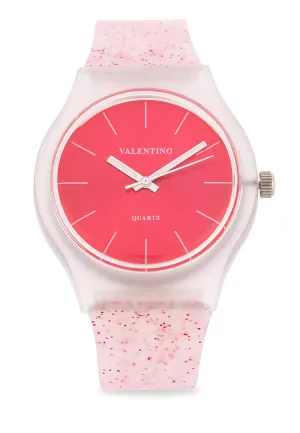 Valentino Rubber Strap Analog Watch for Women 20122094-PINK GLITTER LINE