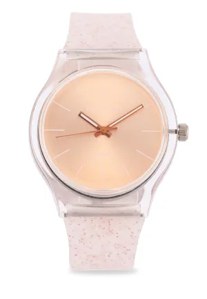 Valentino Rubber Strap Analog Watch for Women 20122094-ROSE GLITTER LINE