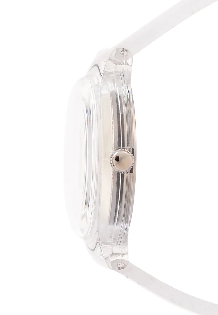Valentino Rubber Strap Analog Watch for Women 20122094-SILVER GLITTER LINE