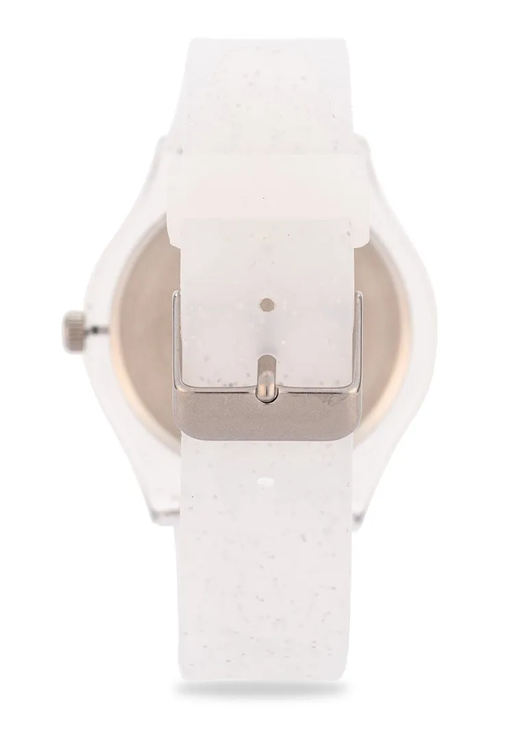 Valentino Rubber Strap Analog Watch for Women 20122094-SILVER GLITTER LINE