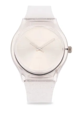 Valentino Rubber Strap Analog Watch for Women 20122094-SILVER GLITTER LINE