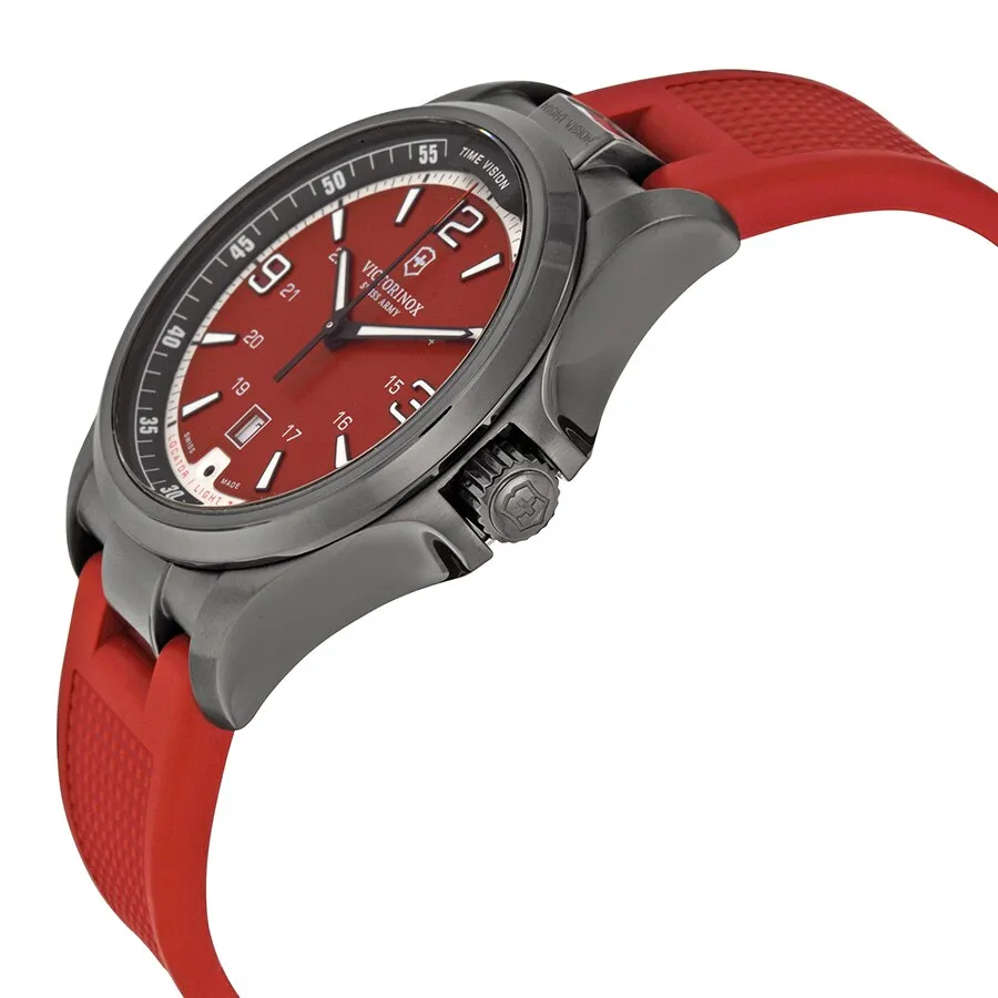 Victorinox 241717 Swiss Army Mens Night Vision Red Rubber Strap Watch