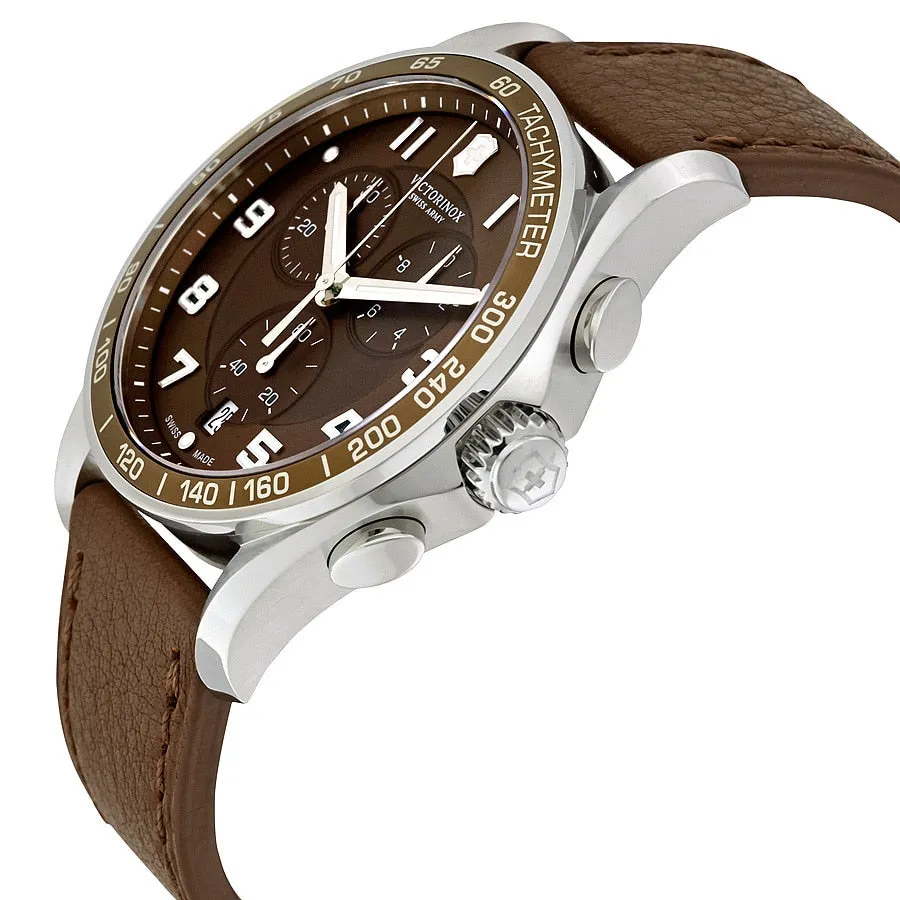 Victorinox Chrono Classic Xls Brown Dial Brown Leather Mens Watch