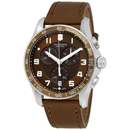 Victorinox Chrono Classic Xls Brown Dial Brown Leather Mens Watch