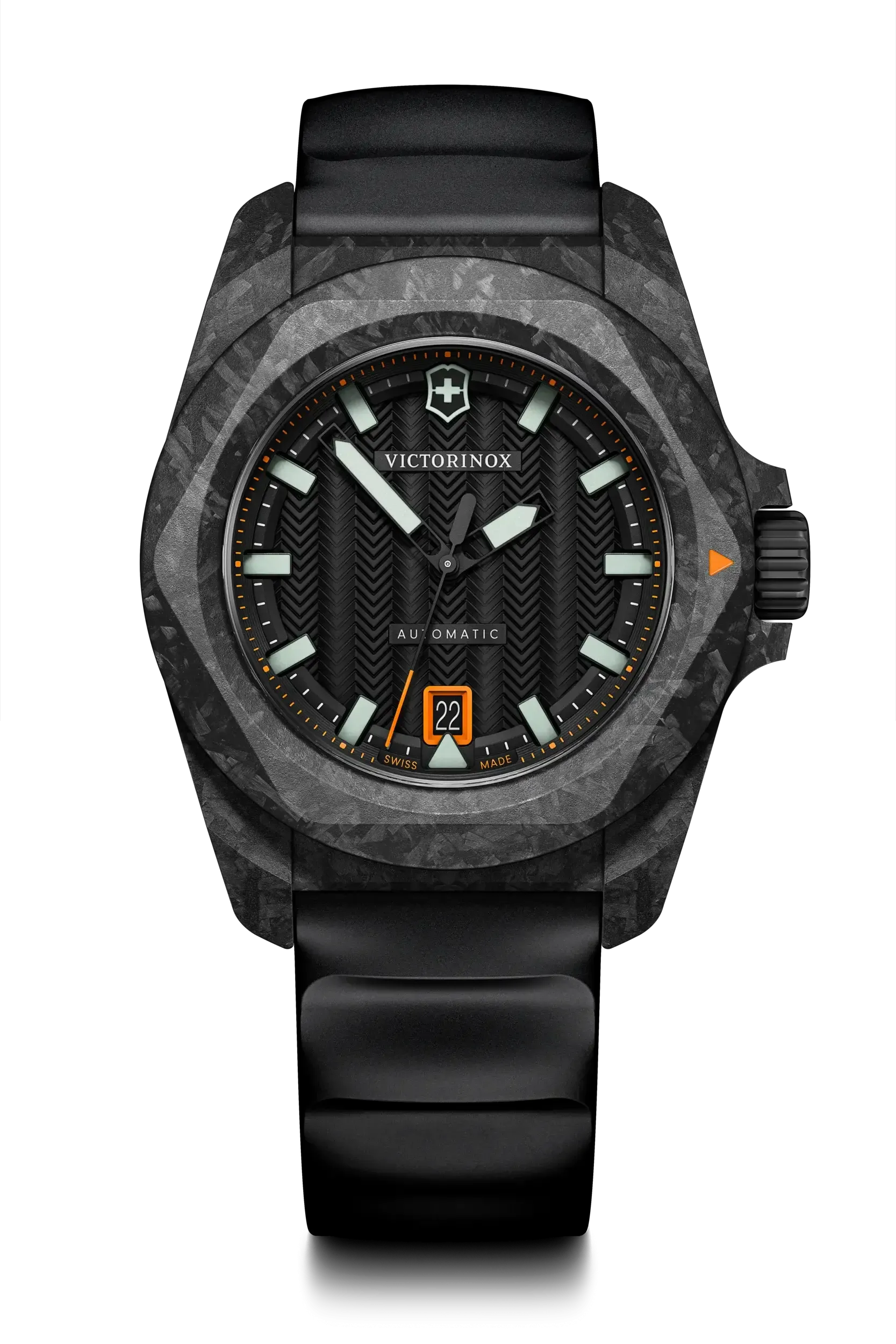 Victorinox I.N.O.X Automatic 41mm Set Black Rubber Black Dial Carbon Case Watch 242023.1