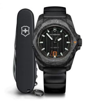 Victorinox I.N.O.X Automatic 41mm Set Black Rubber Black Dial Carbon Case Watch 242023.1