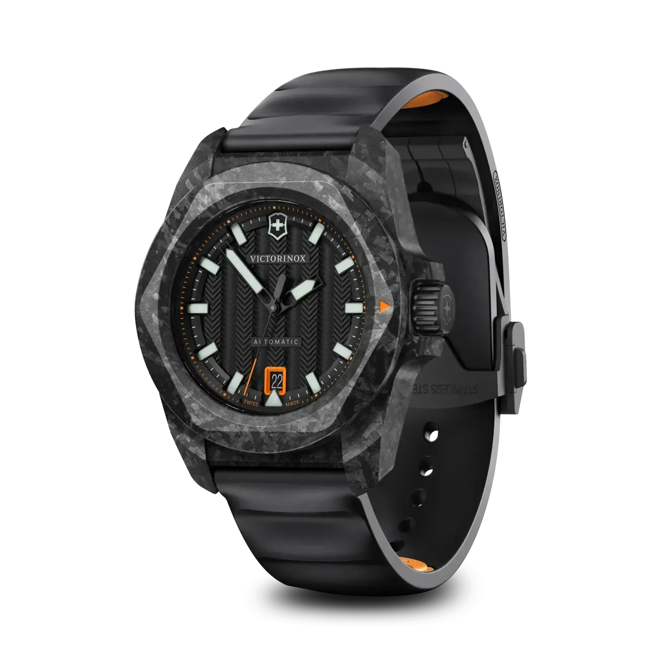 Victorinox I.N.O.X Automatic 41mm Set Black Rubber Black Dial Carbon Case Watch 242023.1