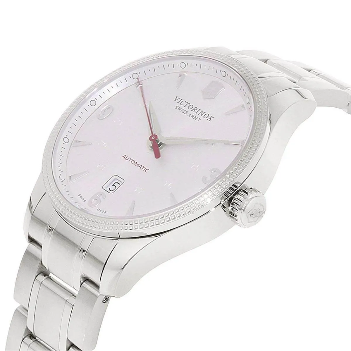 Victorinox Swiss Army Men's Alliance Silver Tone Dial Bracelet Automatic Watch and Knife Set | 241715.1