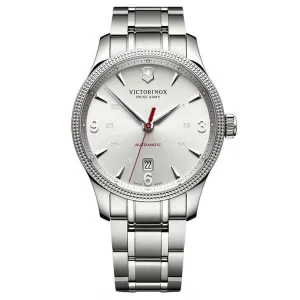 Victorinox Swiss Army Men's Alliance Silver Tone Dial Bracelet Automatic Watch and Knife Set | 241715.1