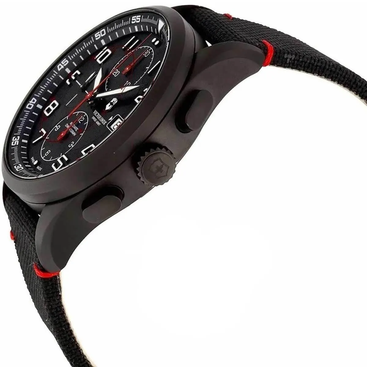 Victorinox Swiss Army Men's Automatic Watch - Airboss Black Dial Brown Strap | 241721