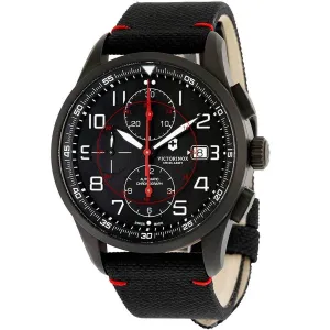 Victorinox Swiss Army Men's Automatic Watch - Airboss Black Dial Brown Strap | 241721