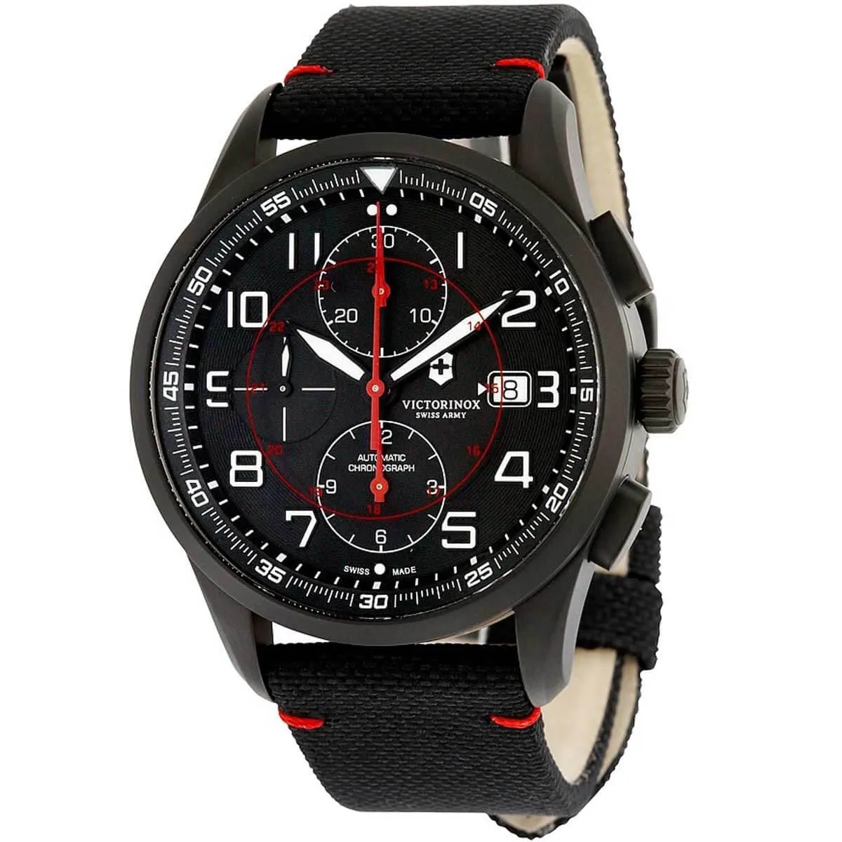 Victorinox Swiss Army Men's Automatic Watch - Airboss Black Dial Brown Strap | 241721