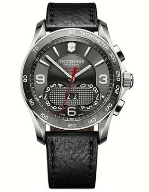 Victorinox Swiss Army Mens Chrono Classic 1/100th - Dark Grey Dial - Leather