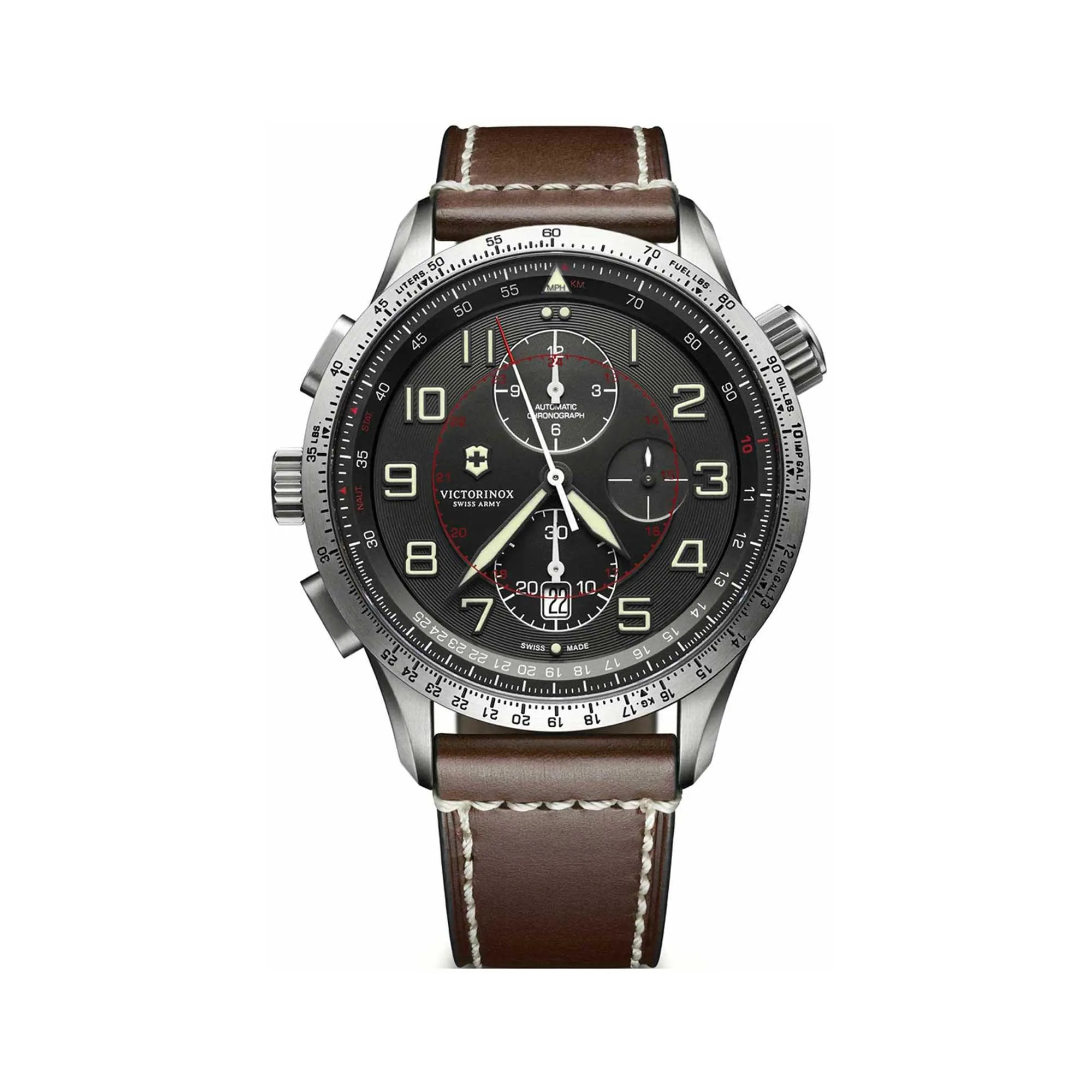 Victorinox Swiss Army Men's Chrono Watch - Airboss Mach 9 Black Dial Strap | 241710