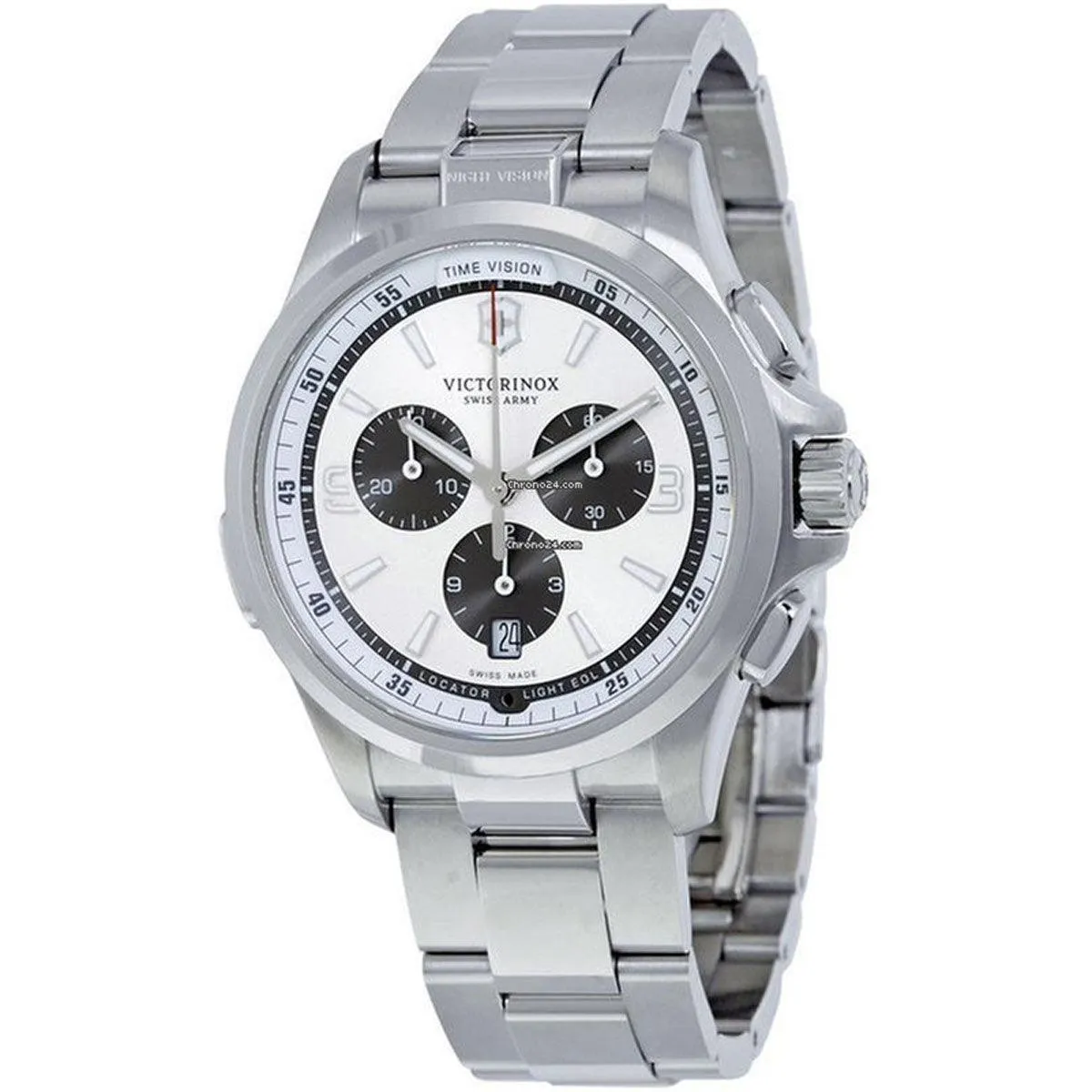 Victorinox Swiss Army Men's Chronograph Watch - Night Vision Silver Bracelet | 241728
