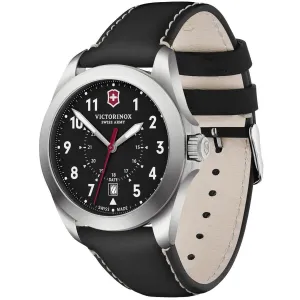 Victorinox Swiss Army Men's Quartz Watch - Heritage Black Dial Leather Strap | 241963