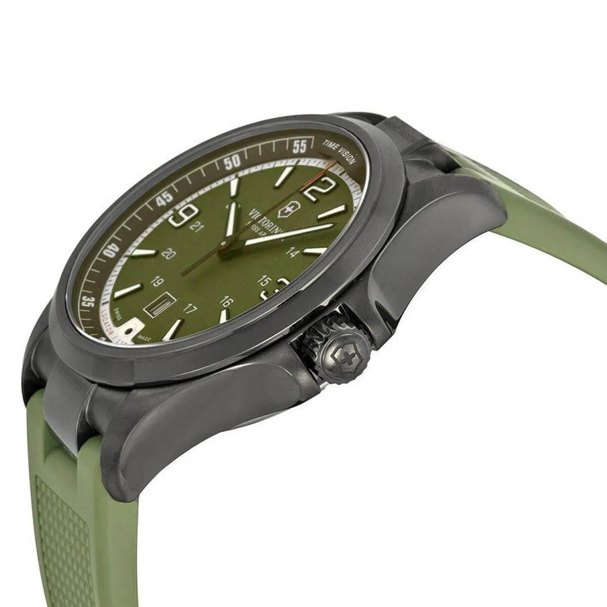 Victorinox Swiss Army Men's Quartz Watch - Night Vision Green Rubber Strap | 241595