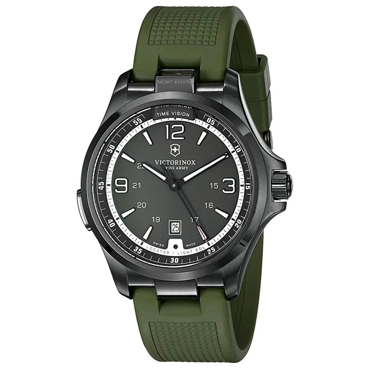 Victorinox Swiss Army Men's Quartz Watch - Night Vision Green Rubber Strap | 241595