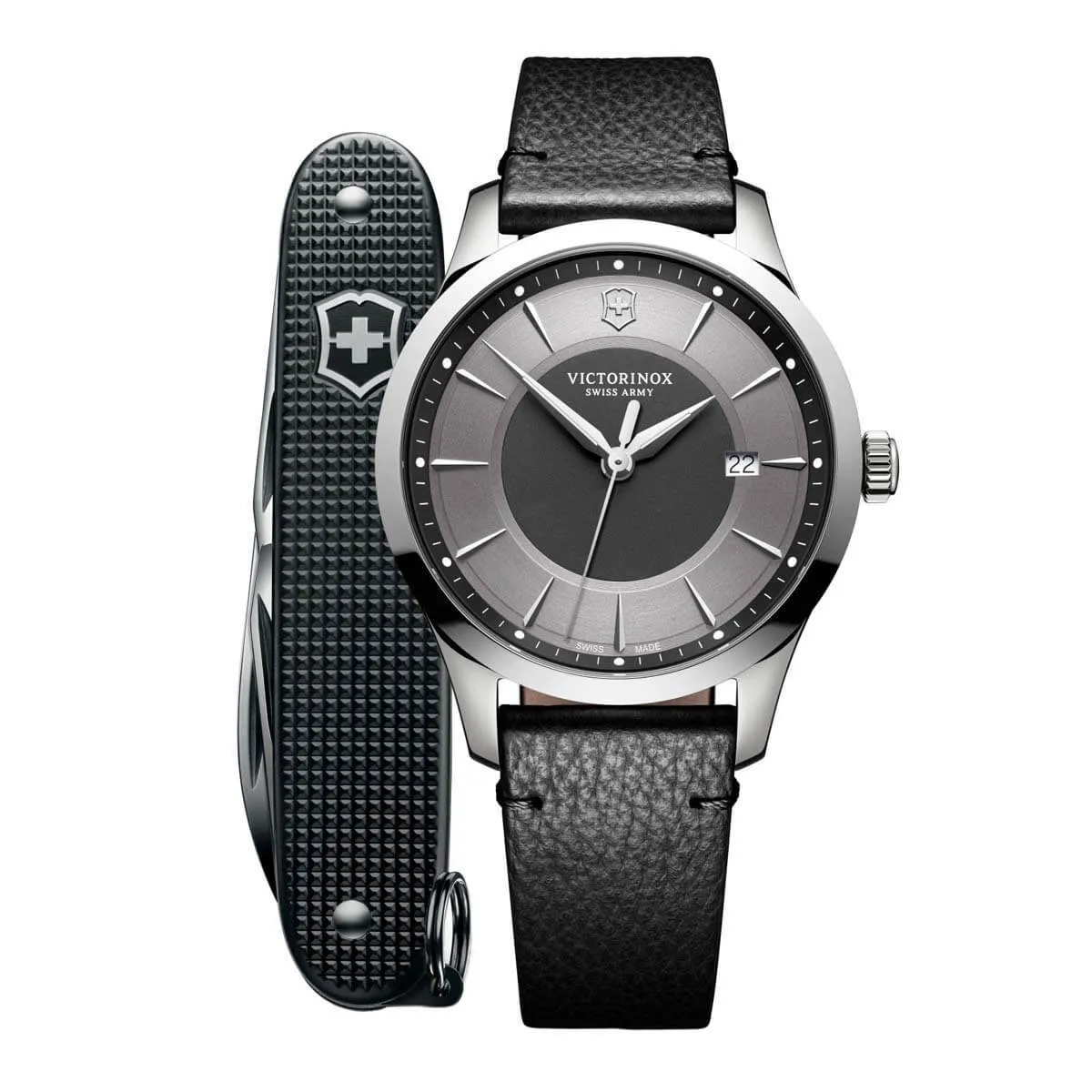 Victorinox Swiss Army Men's Strap Watch & Pioneer Knife - Alliance Black Leather | 241804.1