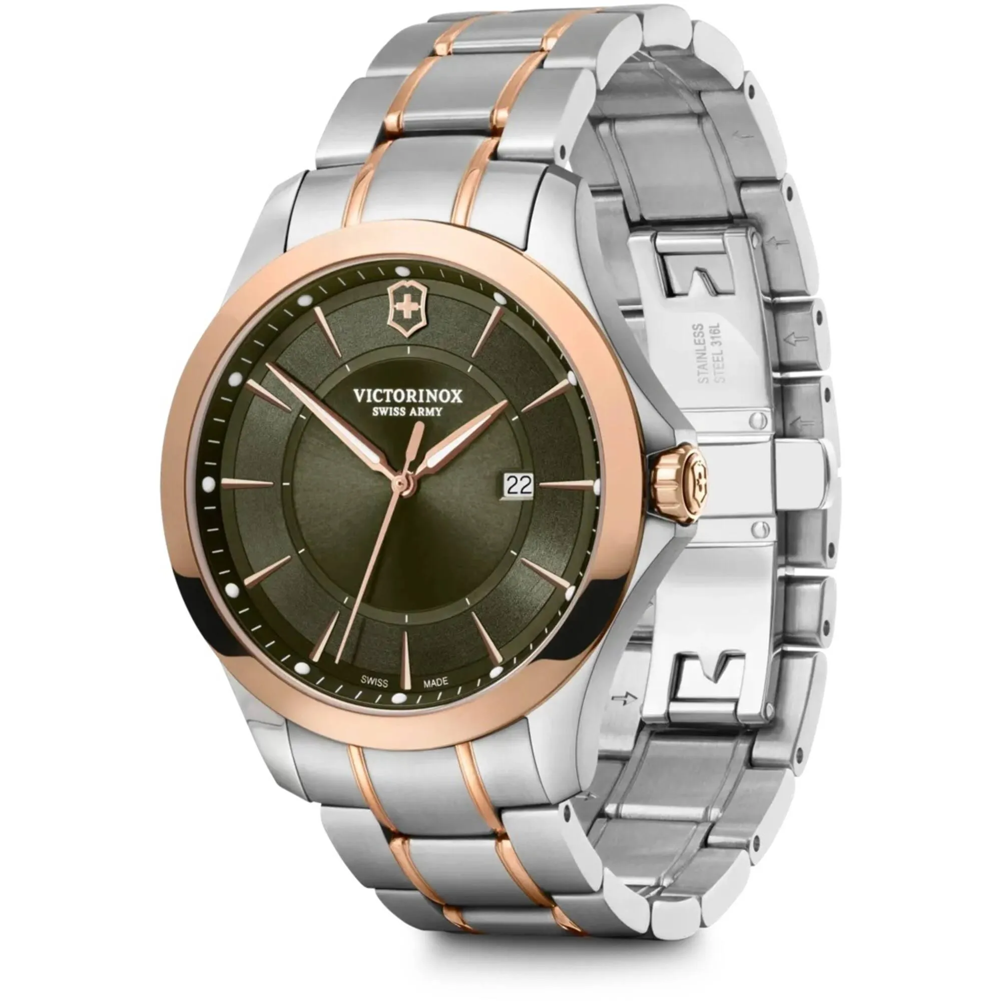 Victorinox Swiss Army Men's Watch - Alliance Green Dial Two Tone Bracelet | 241913