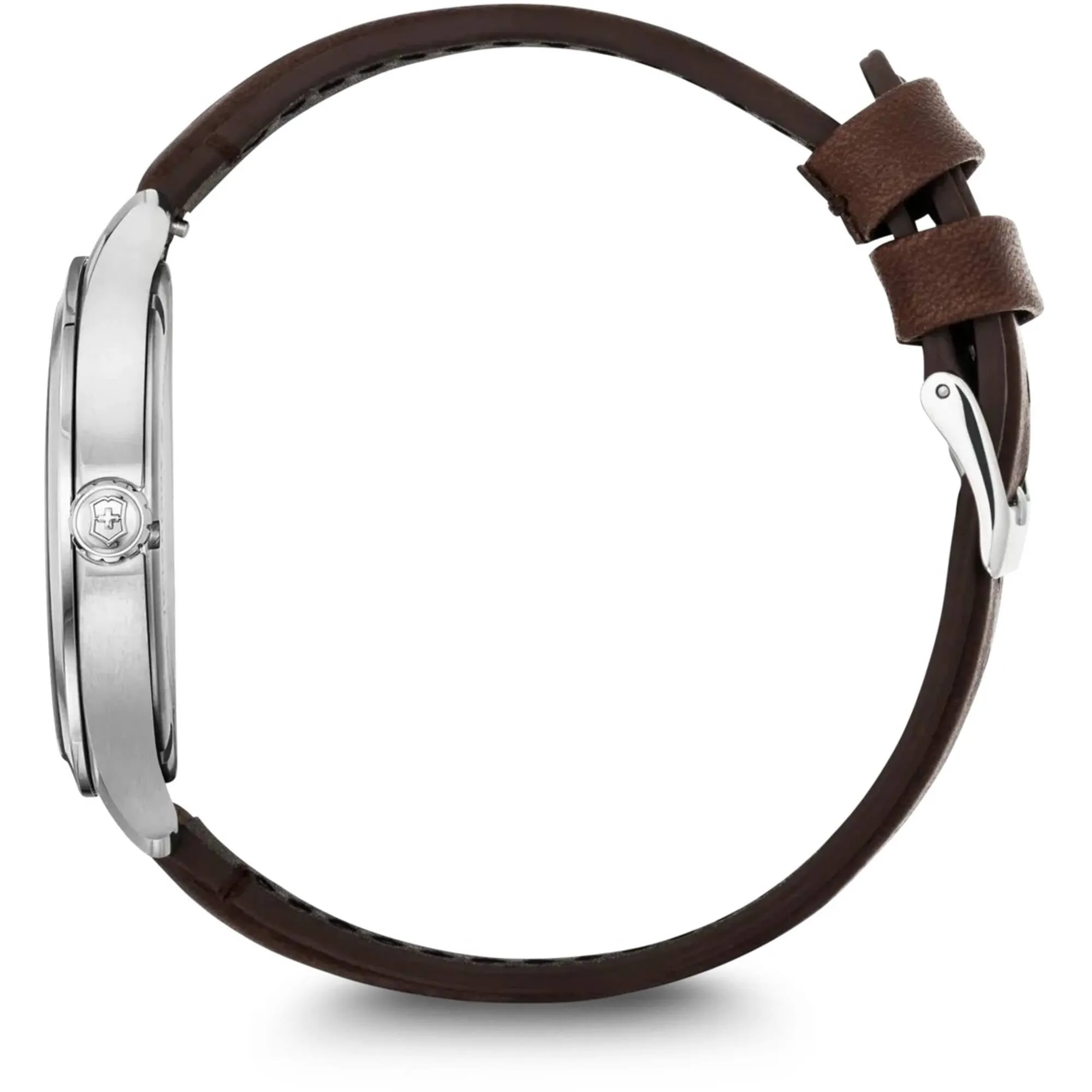Victorinox Swiss Army Men's Watch - Alliance Silver Tone Dial Brown Strap | 241907
