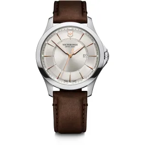 Victorinox Swiss Army Men's Watch - Alliance Silver Tone Dial Brown Strap | 241907