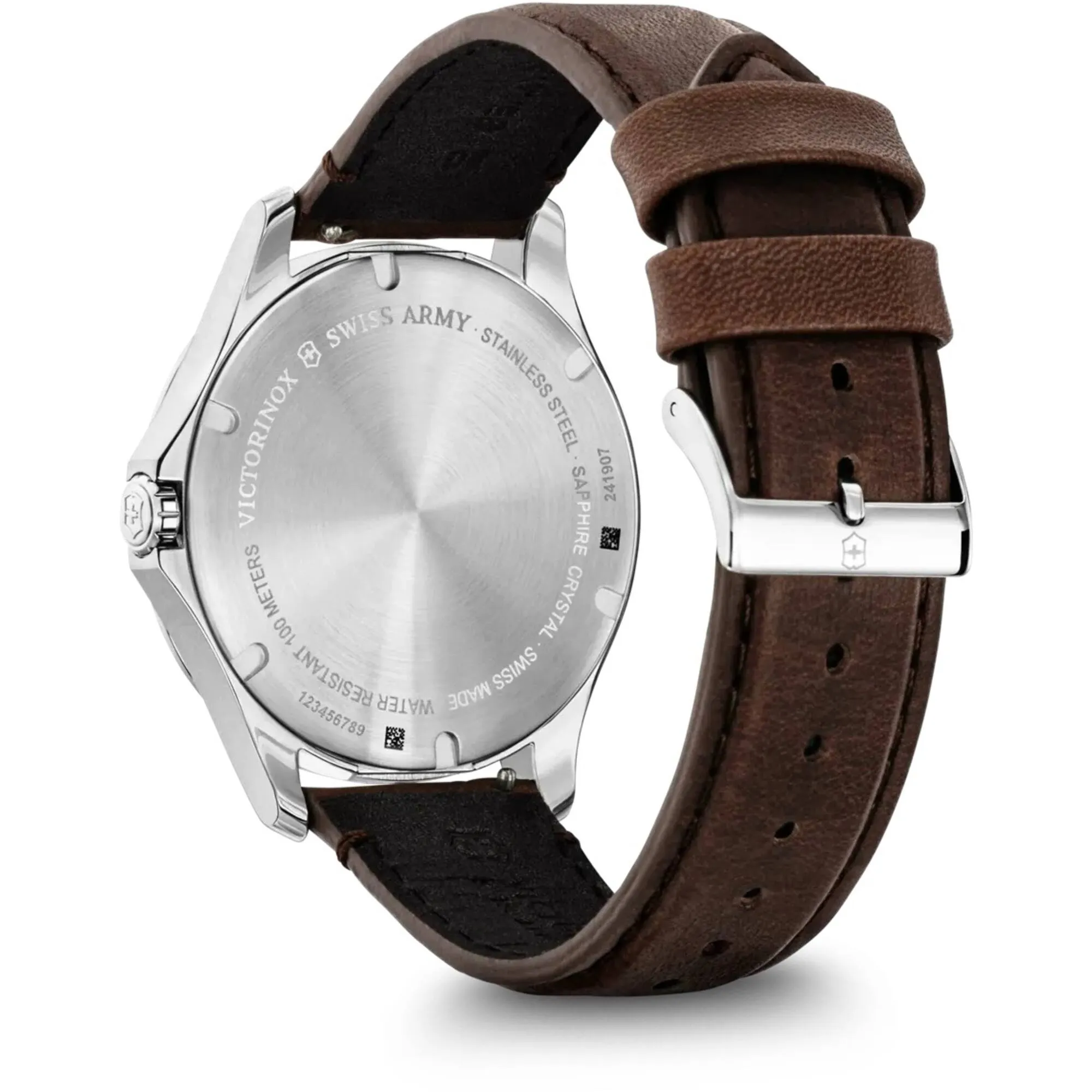 Victorinox Swiss Army Men's Watch - Alliance Silver Tone Dial Brown Strap | 241907