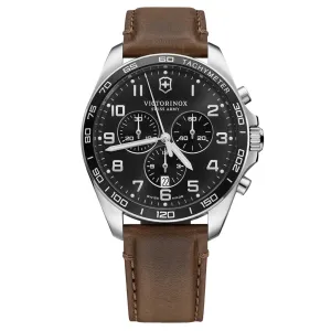 Victorinox Swiss Army Men's Watch - FieldForce Classic Chrono Brown Strap| 241928