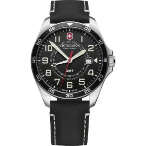 Victorinox Swiss Army Men's Watch - FieldForce GMT Black Dial Leather Strap | 241895