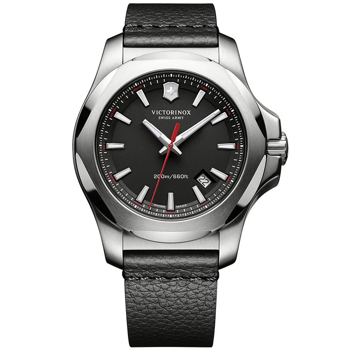 Victorinox Swiss Army Men's Watch - I.N.O.X. Quartz Black Leather Strap | 241737.1