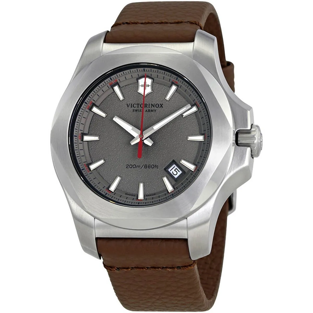 Victorinox Swiss Army Men's Watch - I.N.O.X. Quartz Brown Leather Strap | 241738.1