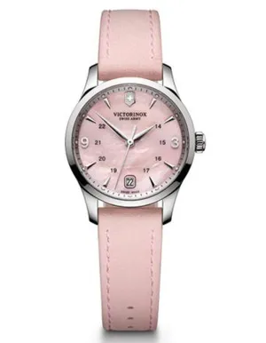 Victorinox Swiss Army Womens Alliance Small Watch - Pink Leather Strap - MOP